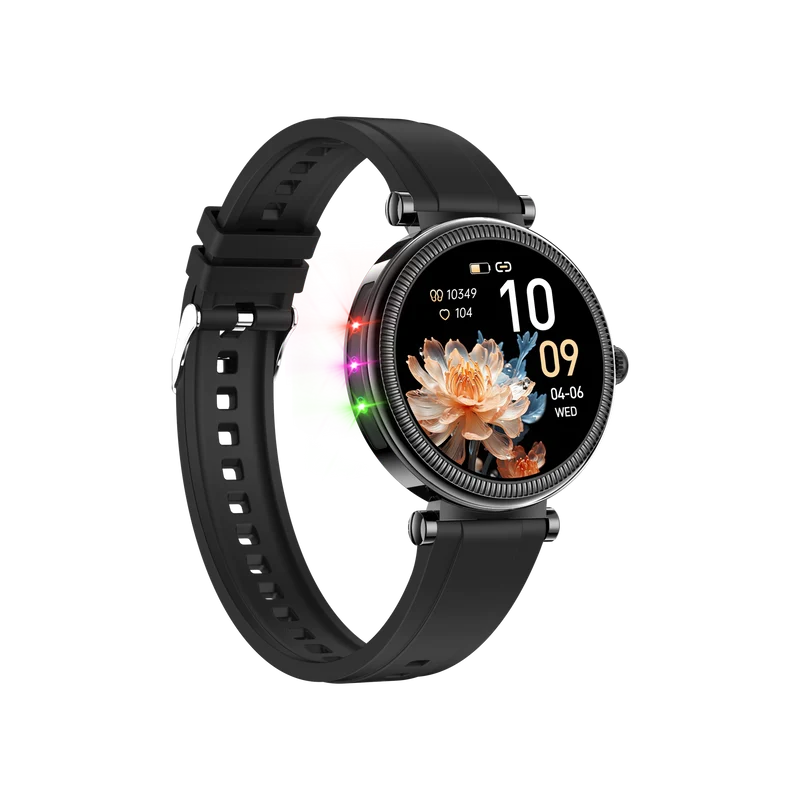 Montre connectée - Edition Platine- Couvercle en verre trempé 2.5D Coque en alliage de zinc + Bracelet en silicone couleur Noir