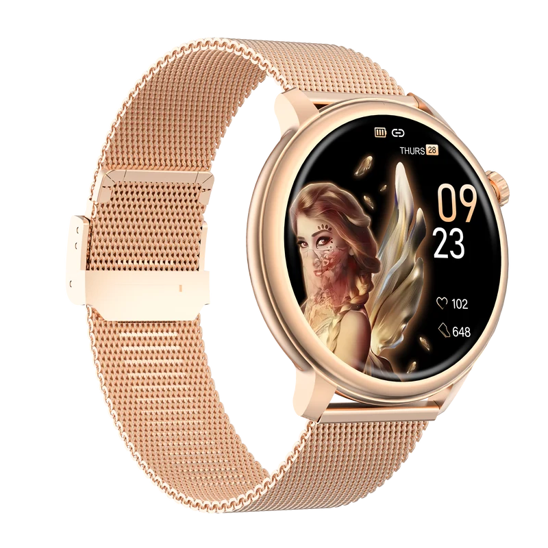 Montre connectée AMOLED - Edition Saphir- (avec bracelet silicone) coleur Rose Gold