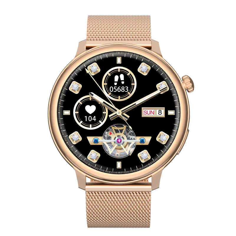Montre connectée AMOLED - Edition Saphir- (avec bracelet silicone) coleur Rose Gold