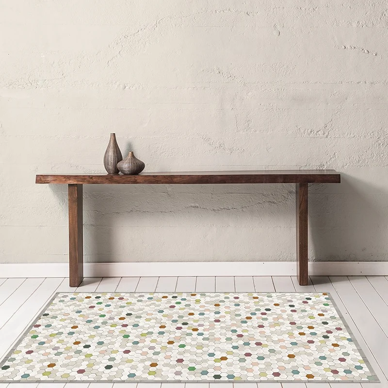 Tapis vinyle Tomettes multicolore