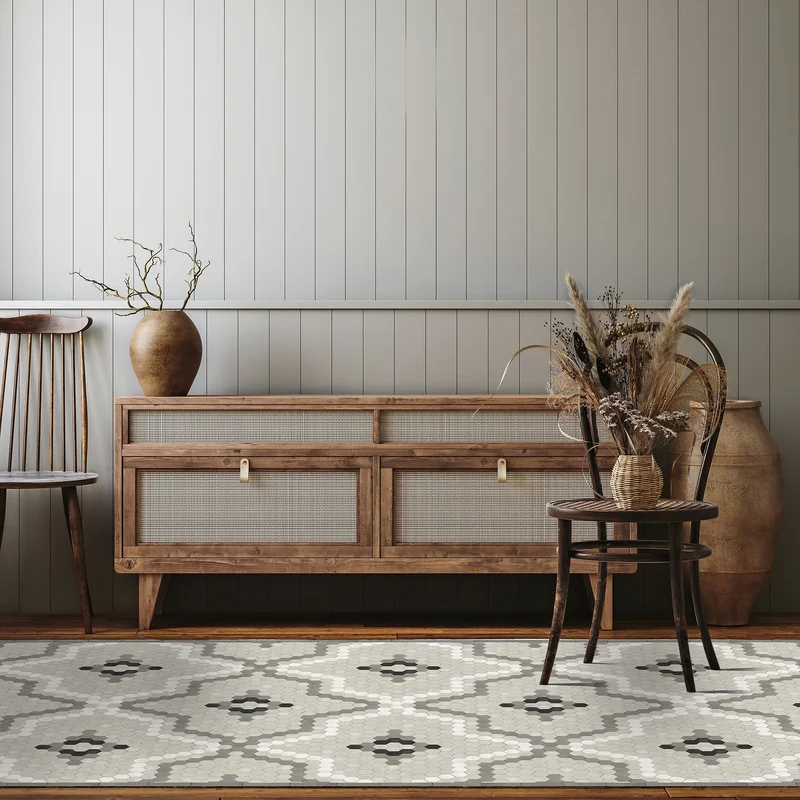 Tapis vinyle Tomettes grises