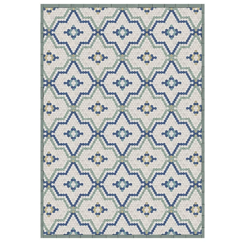 Tapis vinyle Tomettes bleu/vert