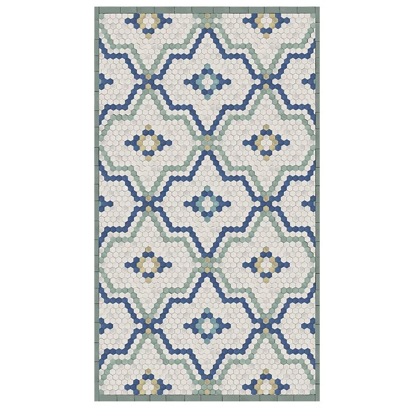 Tapis vinyle Tomettes bleu/vert