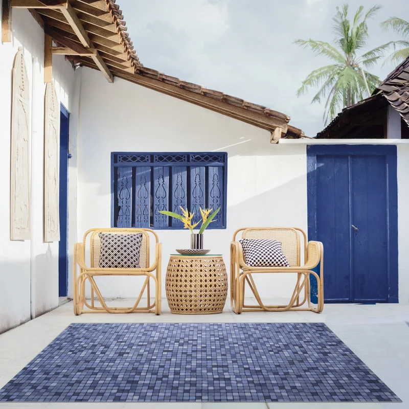 Tapis vinyle bleu Pool