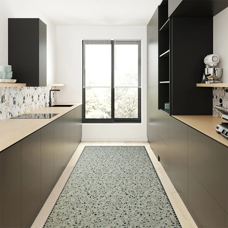 Tapis vinyle Terrazzo vert pastel