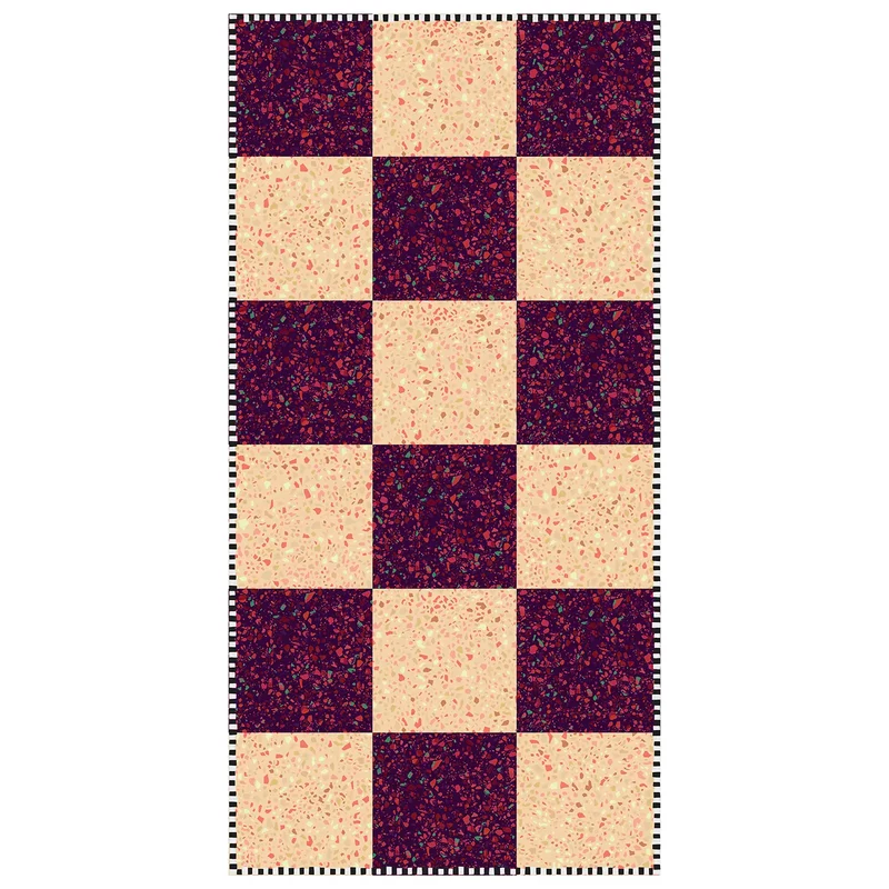 Tapis vinyle Damier prune