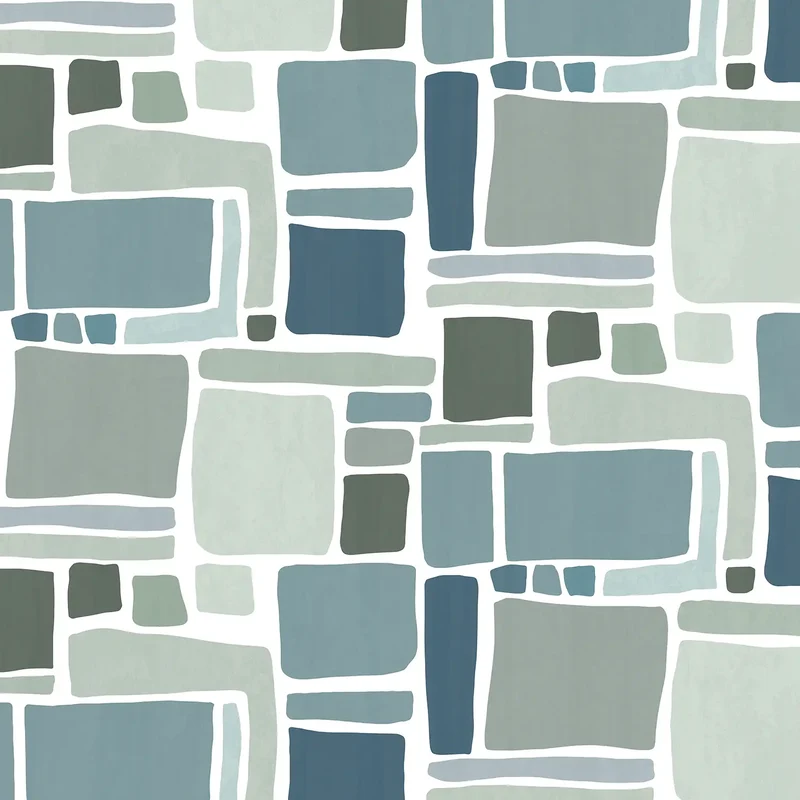 Papier peint bleu Dédales