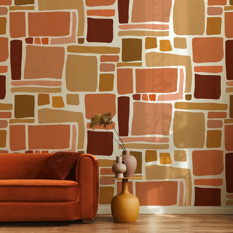 Papier peint terracotta Dédales