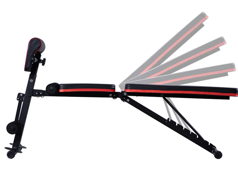 Banc de Musculation SYNERFIT Inclinable Réglable, multifonctions - entraînement complet noir et rouge