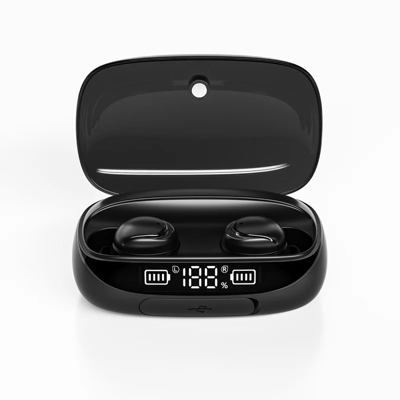 Ecouteurs sans fil (TWS) Bluetooth 5.0 - affichage LED - sport Edition GAMING + boitier chargeur couleur Noir