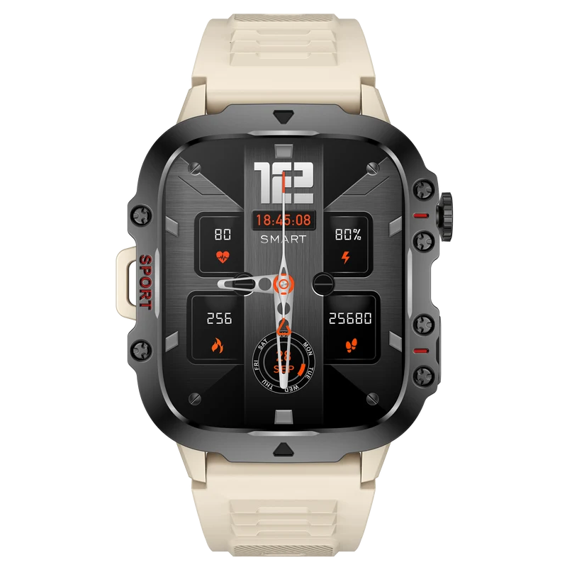 Montre connectée NASA SPORT Grand écran résolution haute définition bracelet en silicone couleur Beige