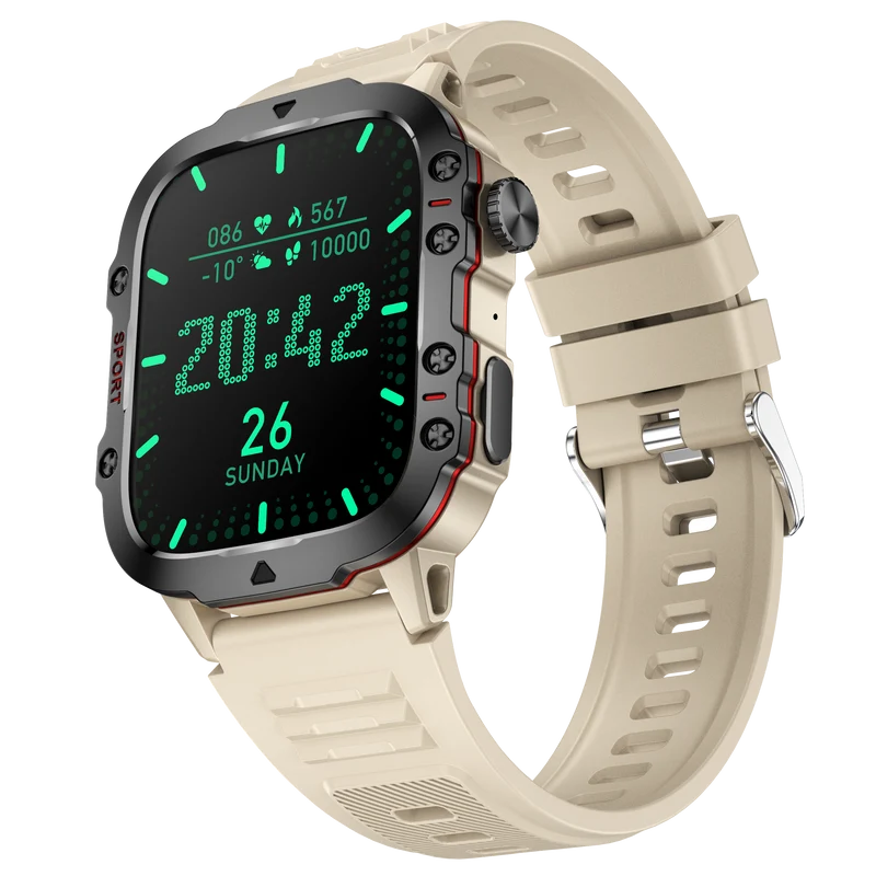 Montre connectée NASA SPORT Grand écran résolution haute définition bracelet en silicone couleur Beige