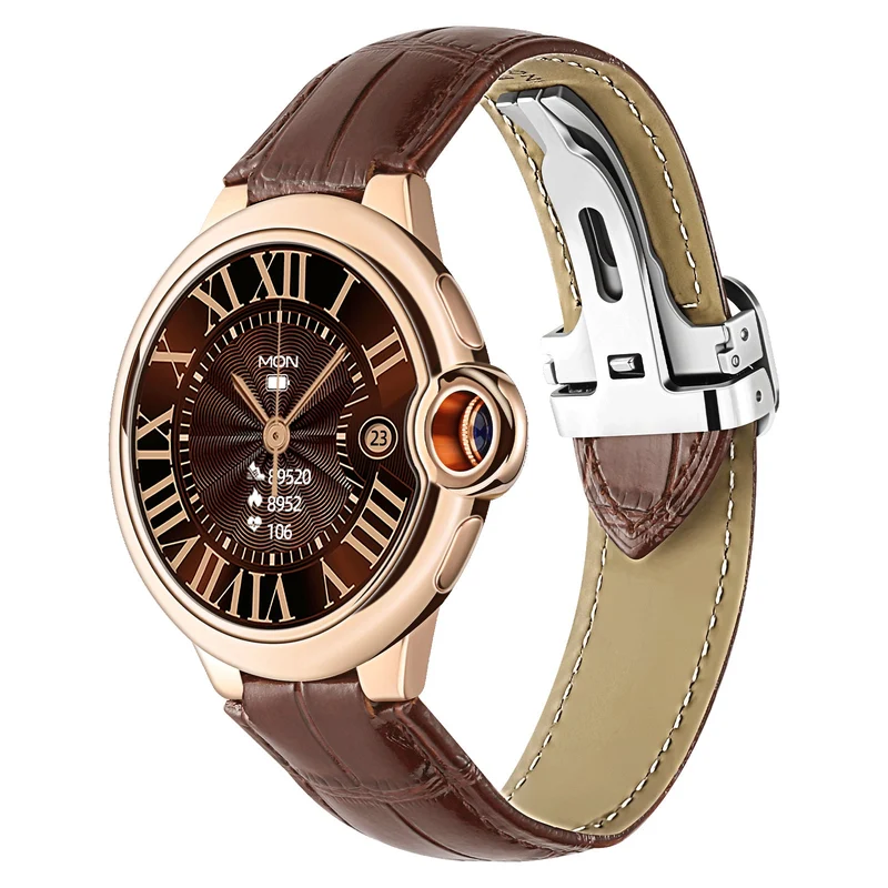 Montre connectée -Edition Elégance 2024 IP67 avec alliage haute résistance et bracelet en cuir de luxe