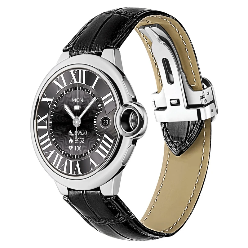 Montre connectée -Edition Elégance 2024 IP67 avec alliage haute résistance et bracelet en cuir de luxe