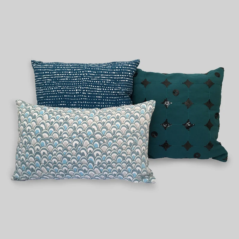Housse de coussin Snowflakes bleu
