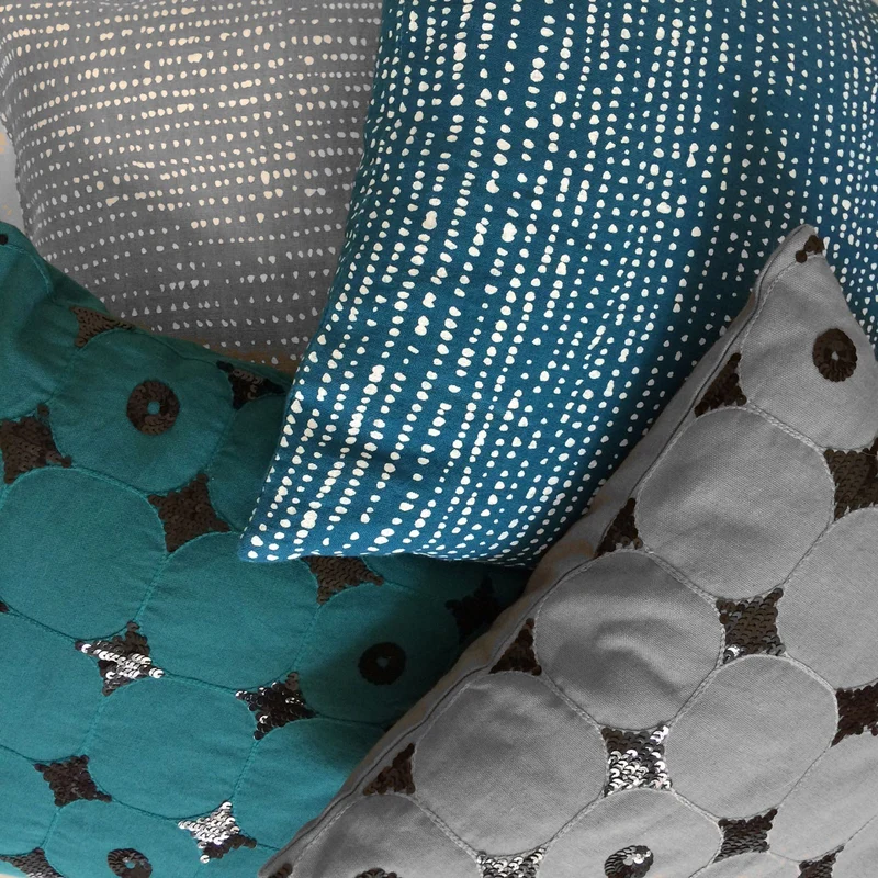 Housse de coussin Losanges en sequins noir-vert