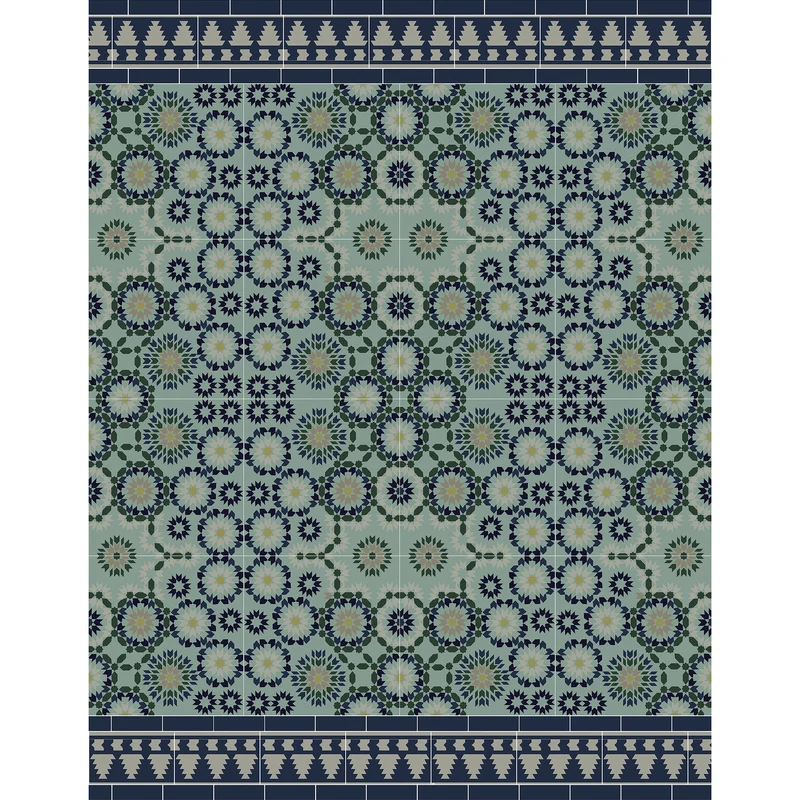 Tapis vinyle Tanger bleu-vert