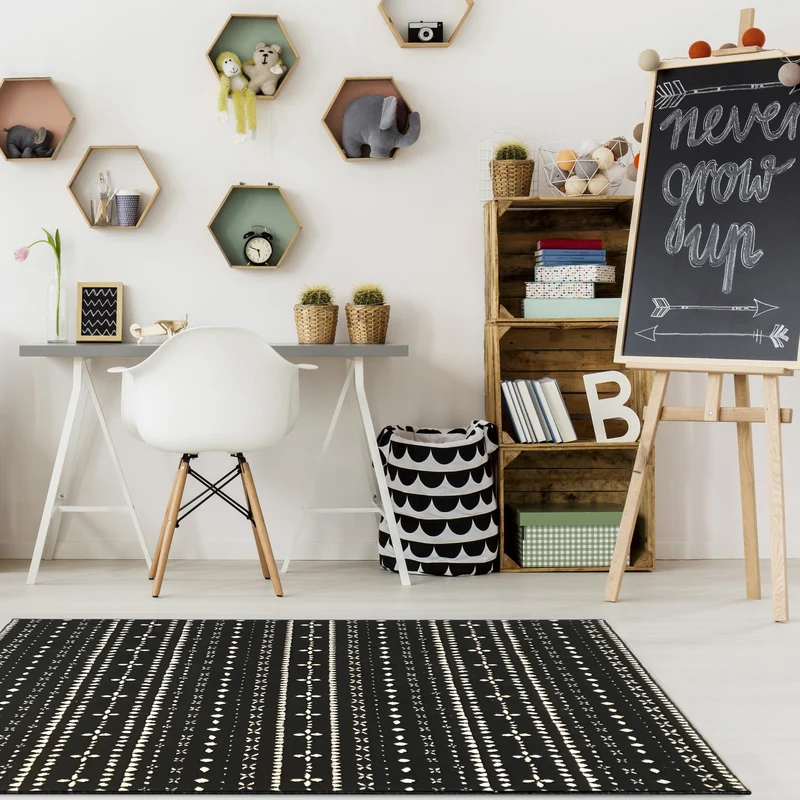 Tapis de salon noir et blanc Ceramik