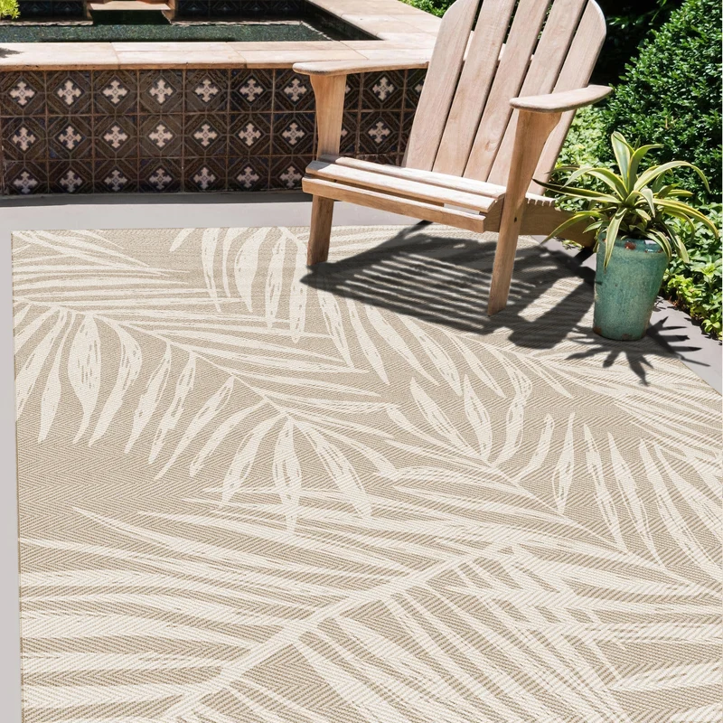 Tapis adhésif en vinyle pour intérieur / extérieur – Feuilles beiges