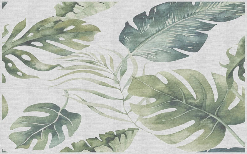 Tapis en vinyle pour intérieur / extérieur – Gadir Sepia - Nature feuilles vertes