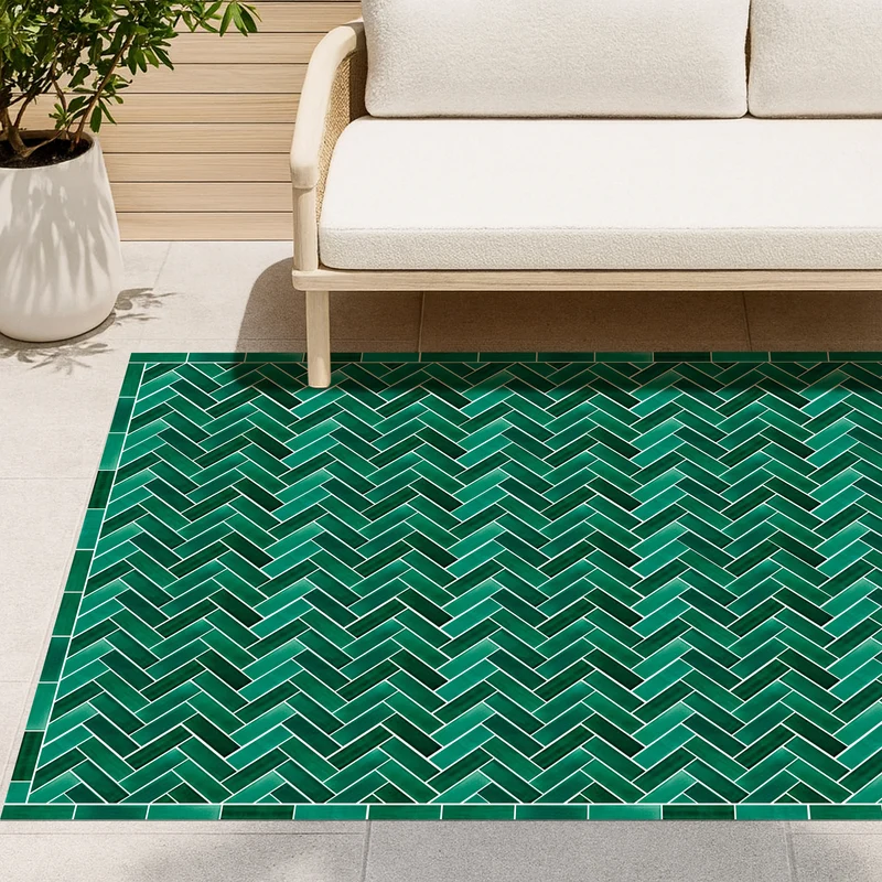 Tapis en vinyle pour intérieur / extérieur - Zellige vert émeraude