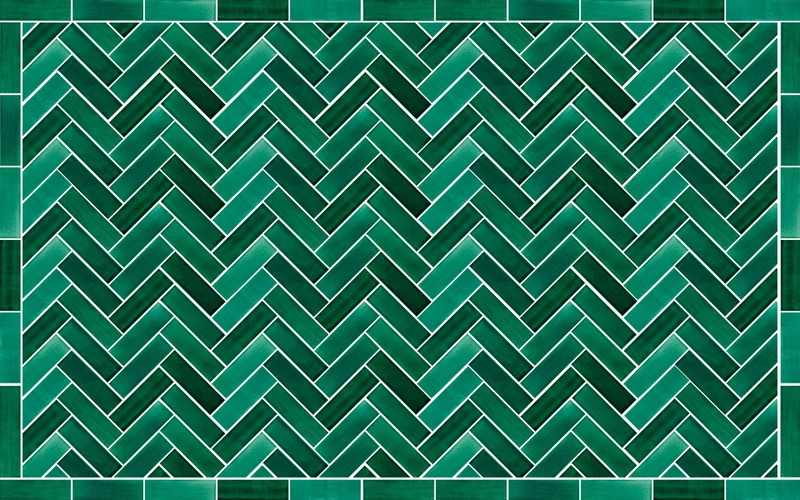 Tapis en vinyle pour intérieur / extérieur - Zellige vert émeraude