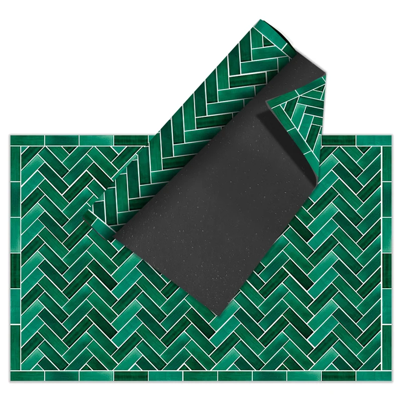 Tapis en vinyle pour intérieur / extérieur - Zellige vert émeraude