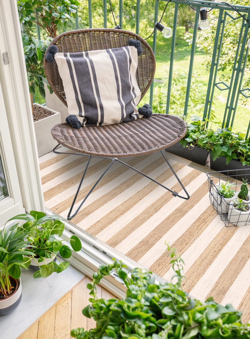 Tapis en vinyle pour intérieur / extérieur - Rayures jute