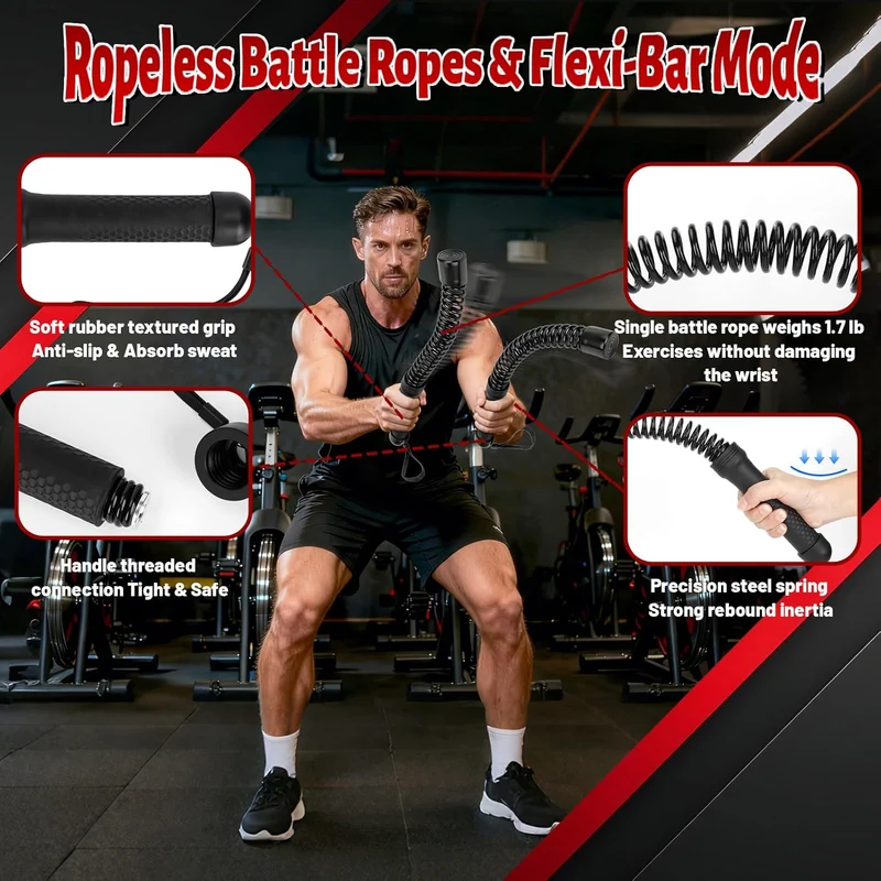 Umay Portable Cordless Battle Rope Weighted for Strength Workout (2 PCS)