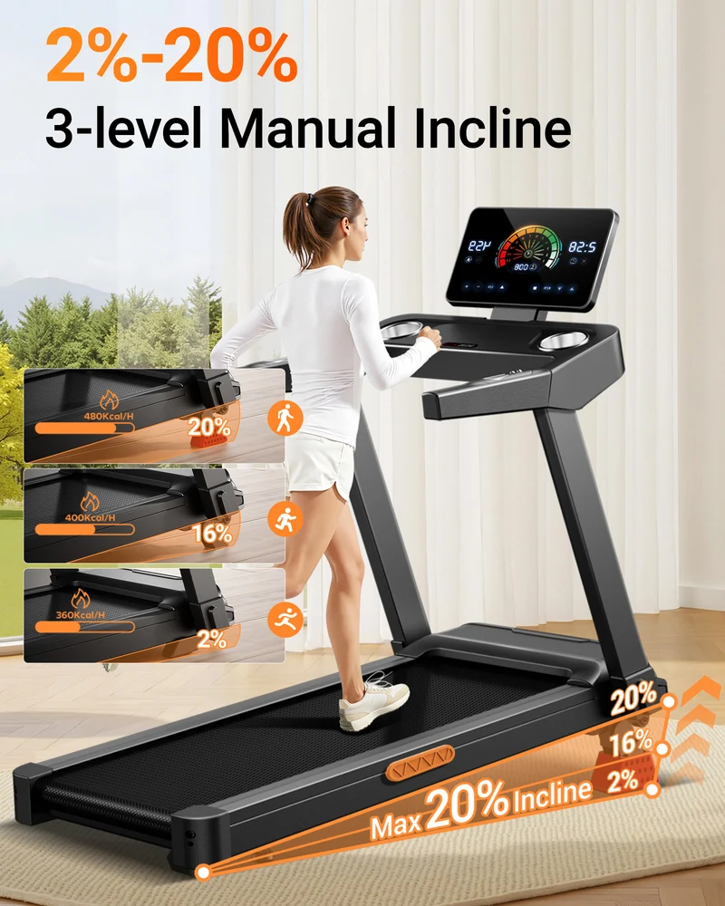 Umay L20 Foldable Treadmill with 20% Manual Incline, 14KM/H & 180KG Capacity