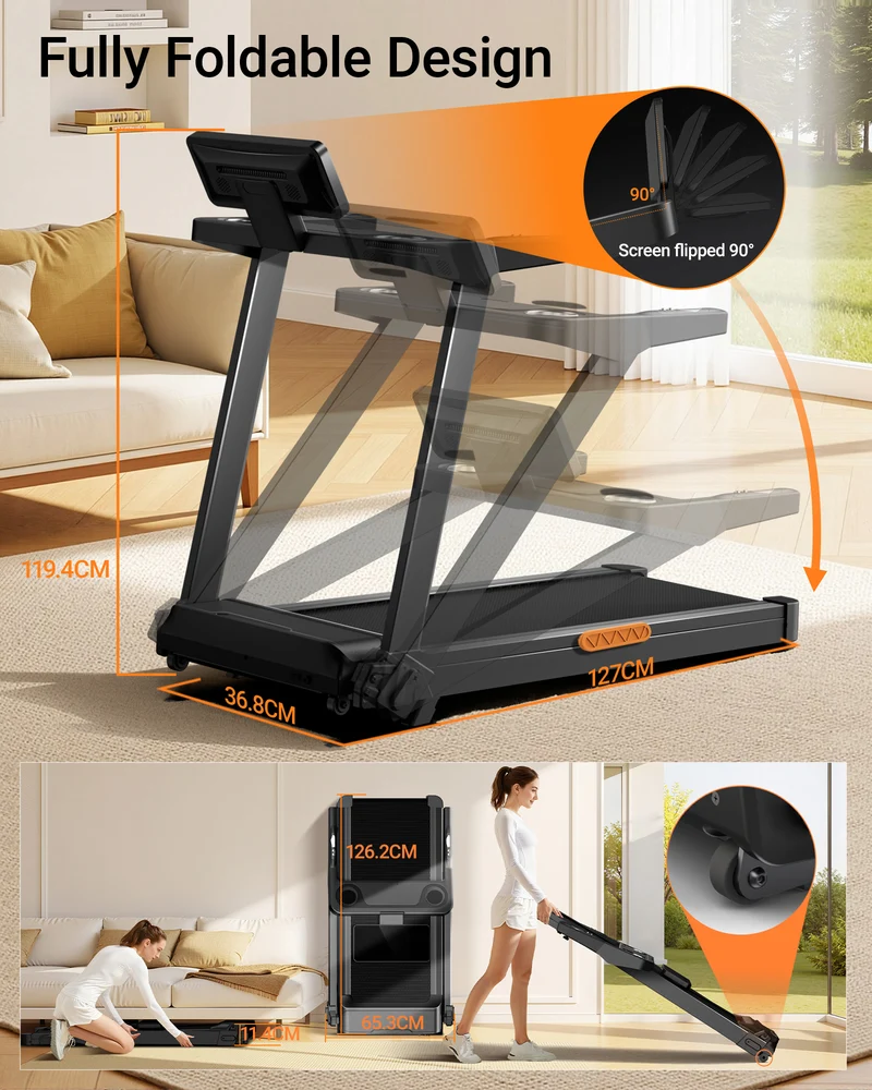 Umay L20 Foldable Treadmill with 20% Manual Incline, 14KM/H & 180KG Capacity