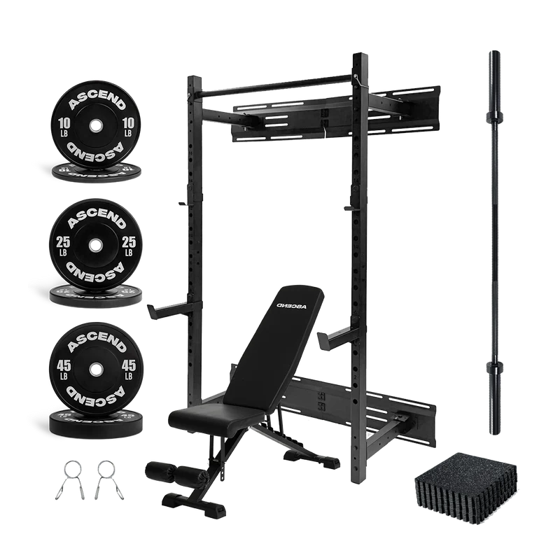 Foldable Wall Mounted Training Bundles With Bumper Plates (Various)