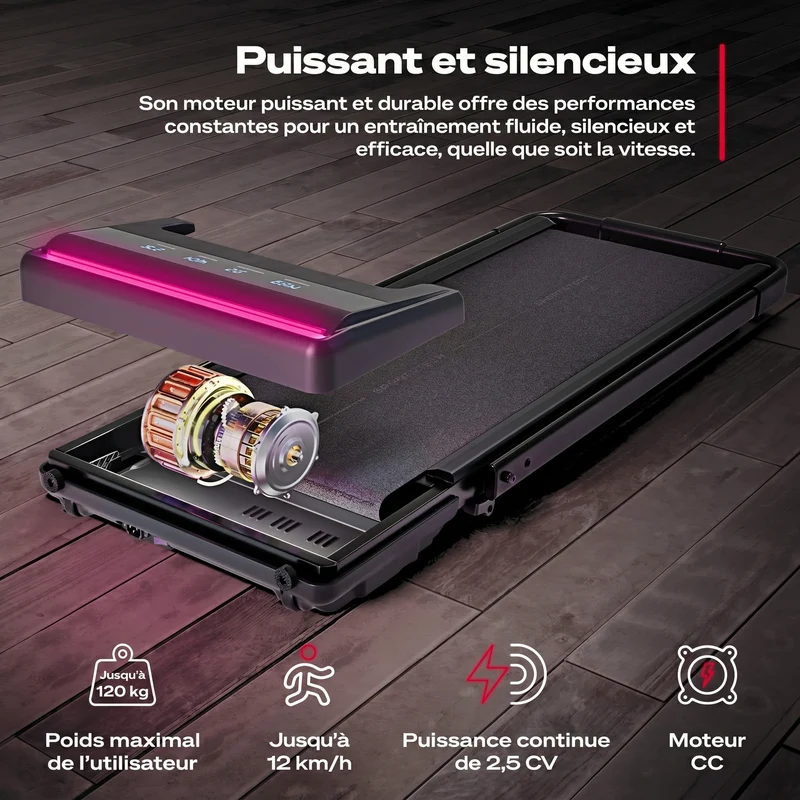 Tapis de course 2-en-1 Lite Mini Plus – 12 km/h – Inclinaison – 12 programmes – Bluetooth