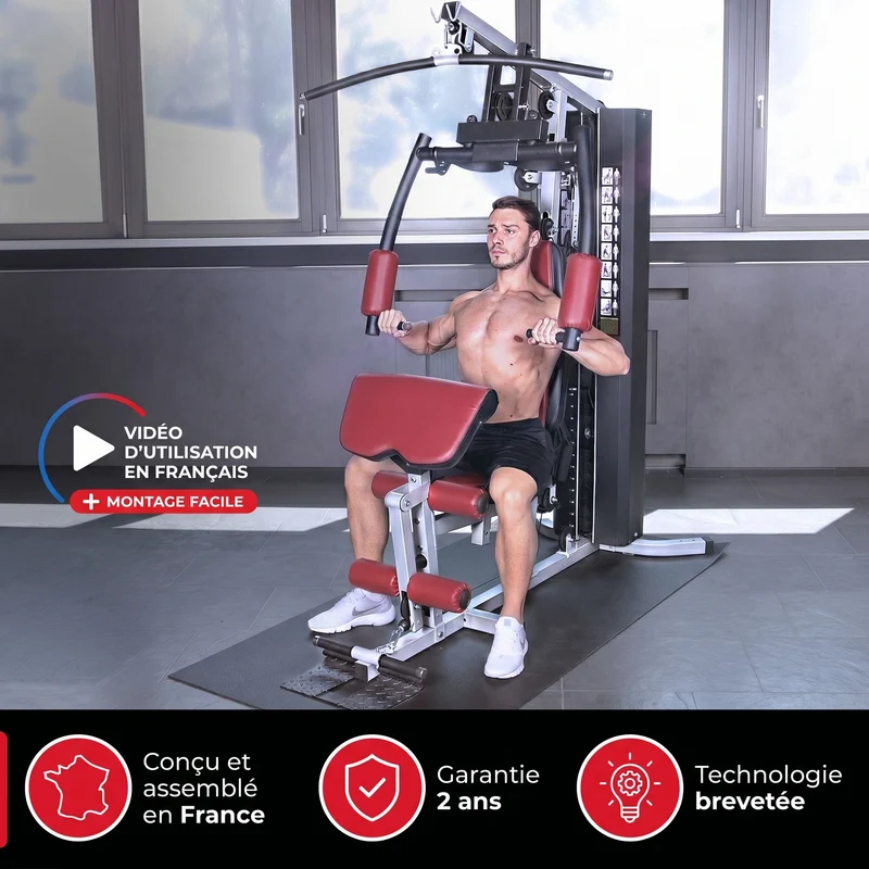Station de Musculation Homefit Vulcan V50 – 50+ Exercices – Bloc de Poids 53,5 kg – Butterfly & Leg Curl – 120 kg