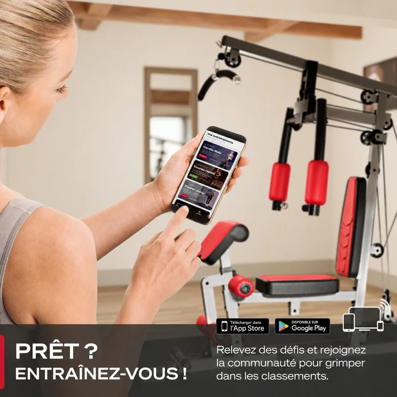 Station de Musculation Homefit Vulcan V50 – 50+ Exercices – Bloc de Poids 53,5 kg – Butterfly & Leg Curl – 120 kg