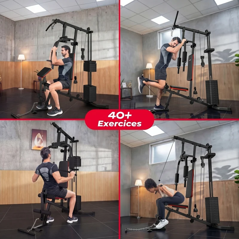 Station de Musculation Homefit Hercules X40 – 40+ Exercices – Bloc de Poids 70 kg – Charge Max. 120 kg