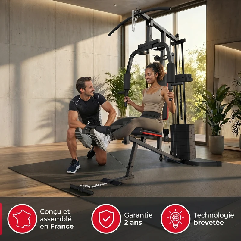 Station de Musculation Homefit Hercules X40 – 40+ Exercices – Bloc de Poids 70 kg – Charge Max. 120 kg