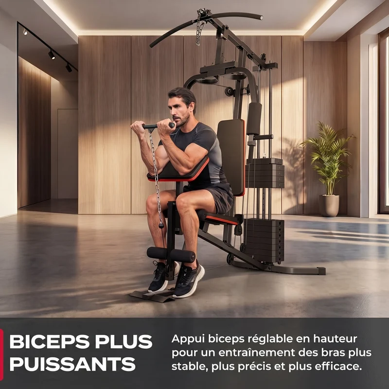 Station de Musculation Homefit Hercules X40 – 40+ Exercices – Bloc de Poids 70 kg – Charge Max. 120 kg
