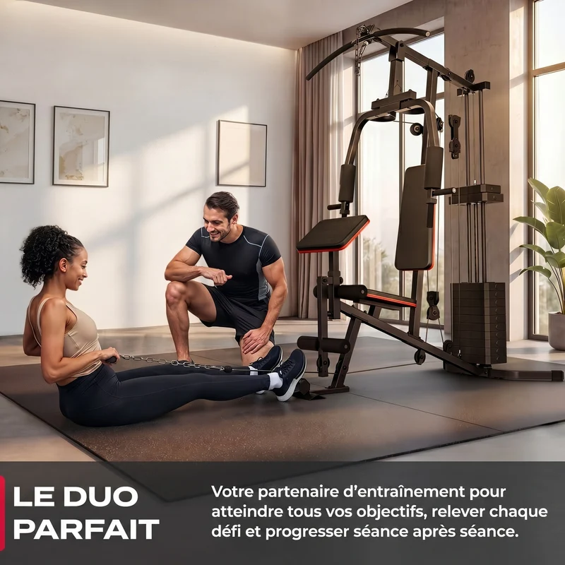 Station de Musculation Homefit Hercules X40 – 40+ Exercices – Bloc de Poids 70 kg – Charge Max. 120 kg