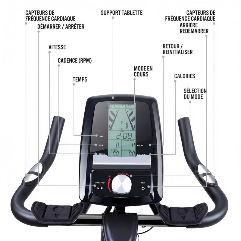 Vélo d’Appartement Homefit VeloCity – 22 kg d’Inertie – Bluetooth – Support Tablette – 125 kg