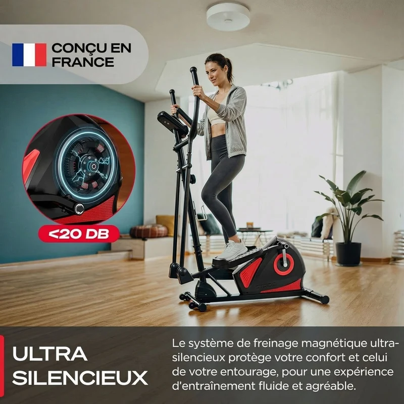 Vélo Elliptique Homefit Stride – 8 Niveaux de Résistance – Bluetooth – Écran LCD – Charge Max. 120 kg