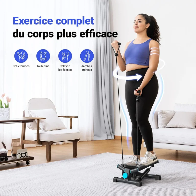 Stepper Homefit TwistStep – Mouvement de Torsion – Résistance Réglable – Écran LCD – Bandes Incluses – 150 kg