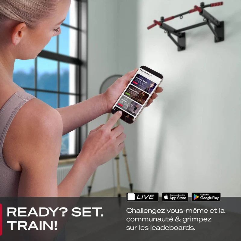 Barre de Traction Murale Homefit Maximus – 6 Poignées – Pliable – Charge Max. 150 kg – Acier