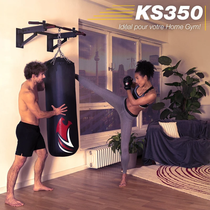 Barre de Traction Murale Homefit Maximus – 6 Poignées – Pliable – Charge Max. 150 kg – Acier