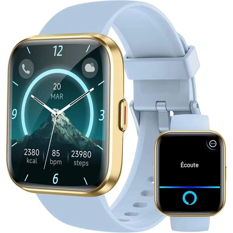 Montre Connectée LumiFit X - 1.8" avec Alexa, Appels Bluetooth, Suivi Santé, 100 Modes Sport, Étanche IP68