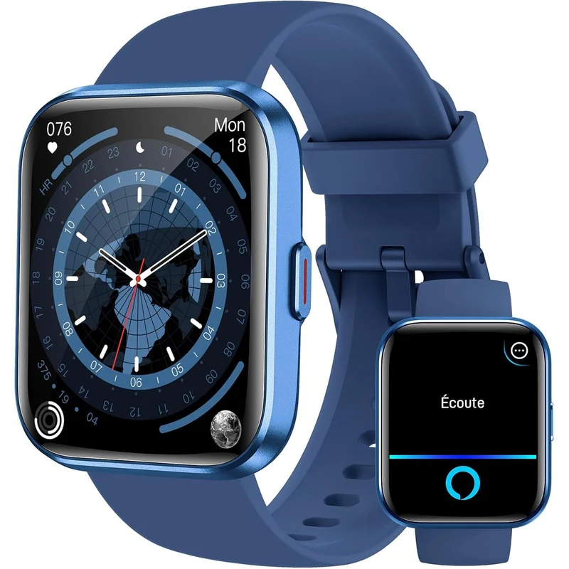 Montre Connectée LumiFit X - 1.8" avec Alexa, Appels Bluetooth, Suivi Santé, 100 Modes Sport, Étanche IP68