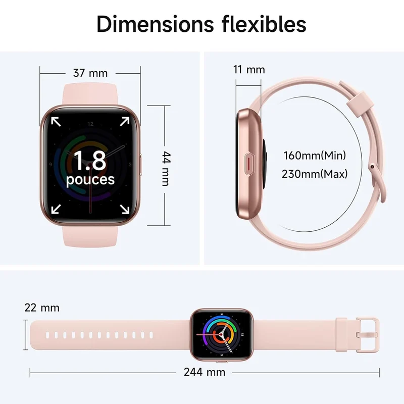 Montre Connectée LumiFit X - 1.8" avec Alexa, Appels Bluetooth, Suivi Santé, 100 Modes Sport, Étanche IP68