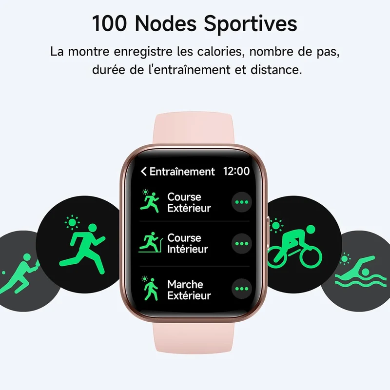 Montre Connectée LumiFit X - 1.8" avec Alexa, Appels Bluetooth, Suivi Santé, 100 Modes Sport, Étanche IP68