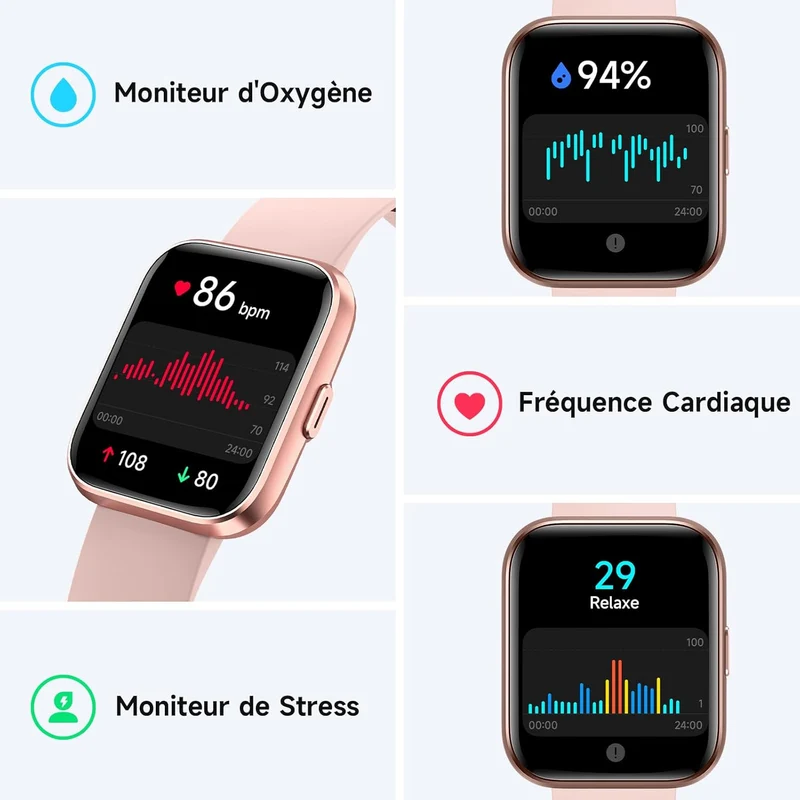 Montre Connectée LumiFit X - 1.8" avec Alexa, Appels Bluetooth, Suivi Santé, 100 Modes Sport, Étanche IP68