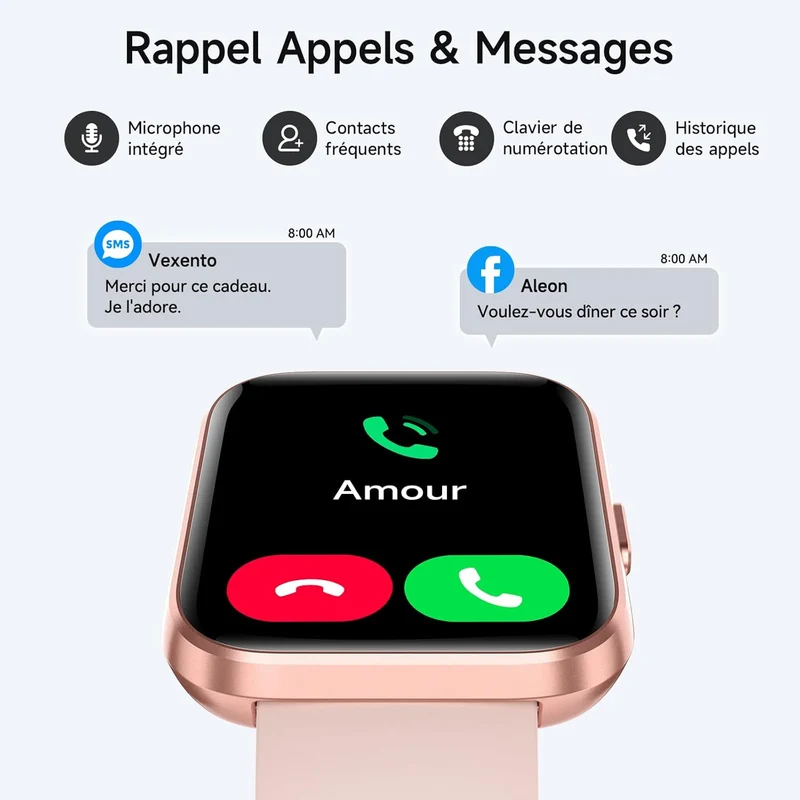 Montre Connectée LumiFit X - 1.8" avec Alexa, Appels Bluetooth, Suivi Santé, 100 Modes Sport, Étanche IP68